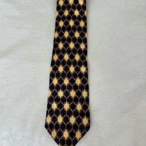 Metropolitan view men’s all silk tie in navy and yellow